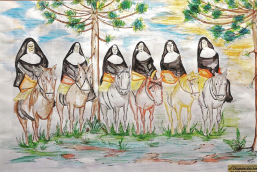 Pintura: as seis Irmãs a cavalo