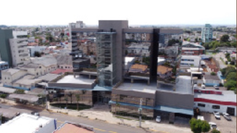 Vista aérea com o prédio da Oncologia